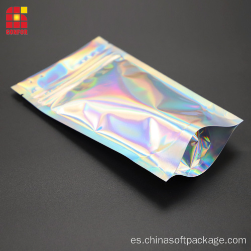 Bolsas de pie de aluminio con láser holográfico